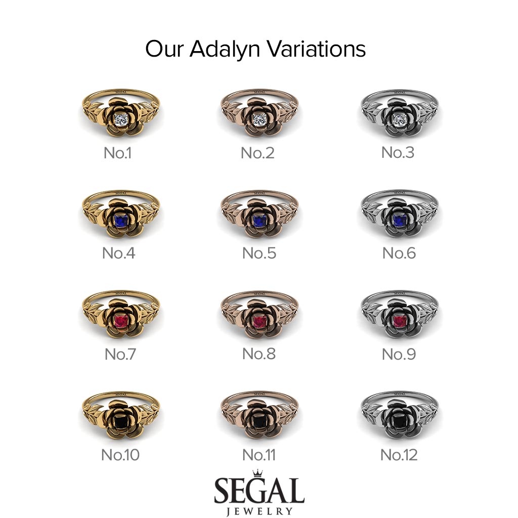 Soft Flower And Leaves Ruby Ring- Adalyn no. 8